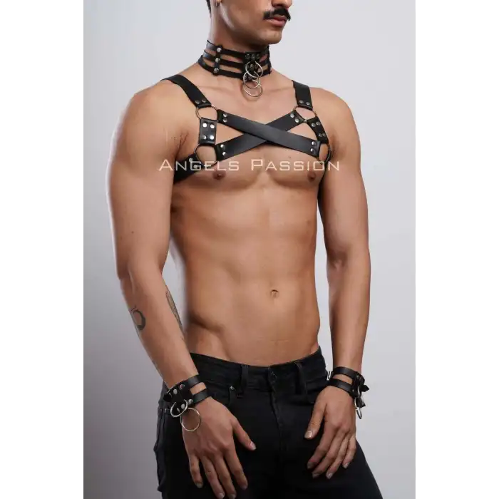 Erkek Fantazi Giyim, Erkek Partywear, Tecnowear, Erkek Göğüs Harness- APFTM55
