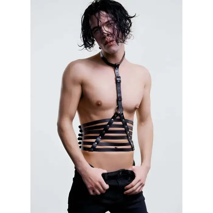 Erkek Fantazi Giyim Parelel Detaylı Üçgen Harness - APFTM48