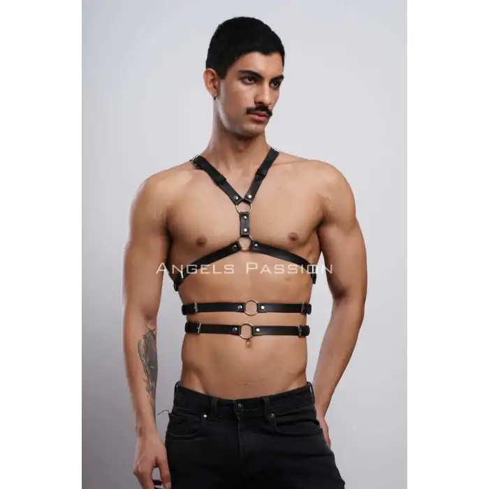 Erkek Göğüs Kemer, Sırt Detaylı Şık Erkek Fantezi Giyim, Şık Deri Kemer - APFTM97