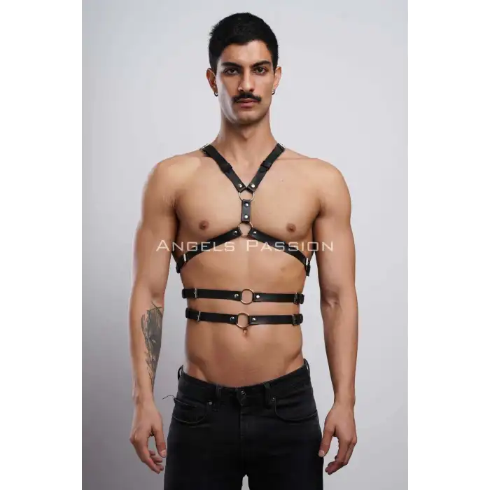 Erkek Göğüs Kemer, Sırt Detaylı Şık Erkek Fantezi Giyim, Şık Deri Kemer - APFTM97