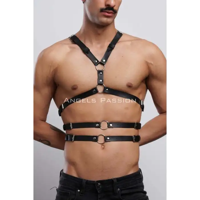 Erkek Göğüs Kemer, Sırt Detaylı Şık Erkek Fantezi Giyim, Şık Deri Kemer - APFTM97