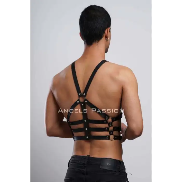 Erkek Göğüs Kemer, Sırt Detaylı Şık Erkek Fantezi Giyim, Şık Deri Kemer - APFTM97