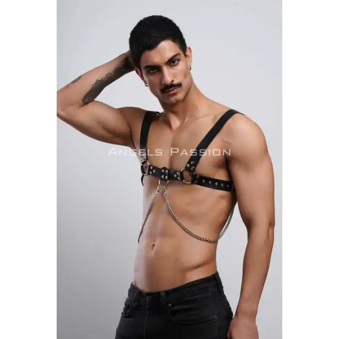Erkek Gömlek Kemeri, Zincirli Göğüs Harness, Partywear, Clubwear - APFTM109
