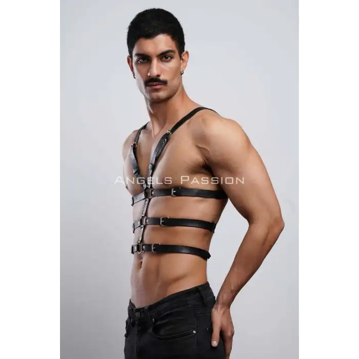 Erkek İç Giyim Seksi Fantazi Giyim - Erkek Deri Fantazi Giyim - Seksi Erkek Deri Harness - APFTM38