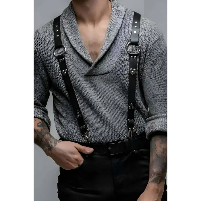 Erkek Kemer Pantolon Askısı, Şık Deri Erkek Vücut Kemeri - APFTM175