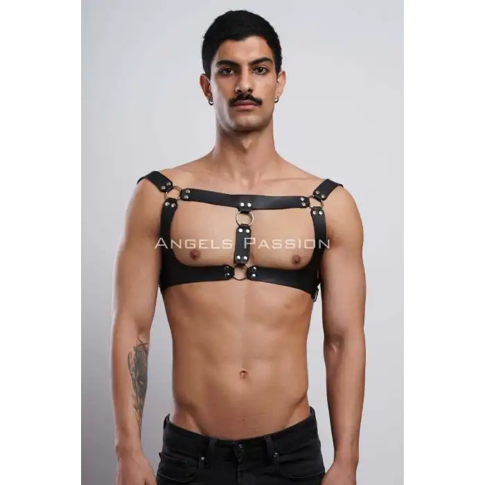 Erkek Parti Aksesuar, Clubwear, Deri Göğüs Harness, Erkek Fantezi Giyim - APFTM116