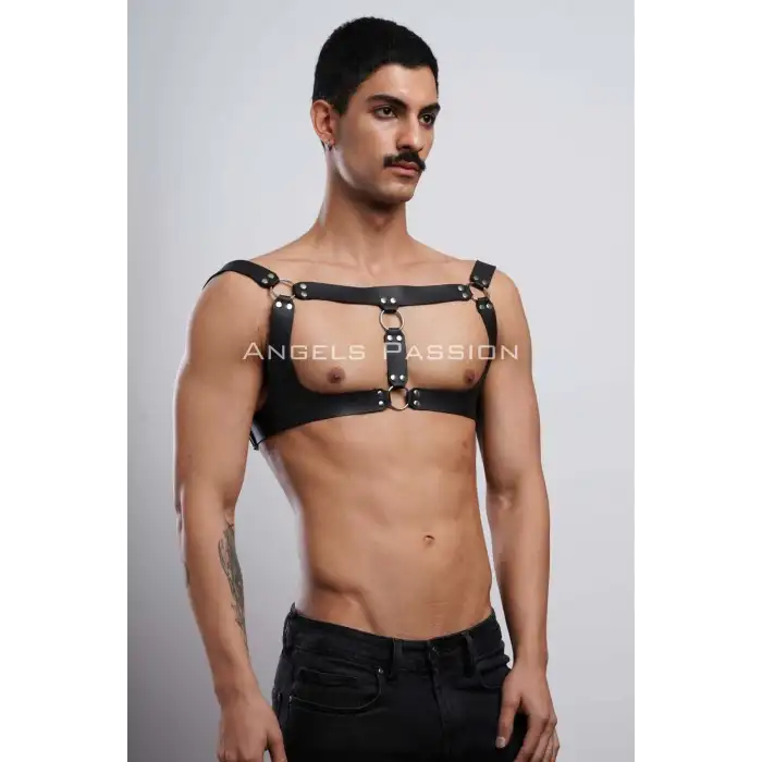 Erkek Parti Aksesuar, Clubwear, Deri Göğüs Harness, Erkek Fantezi Giyim - APFTM116