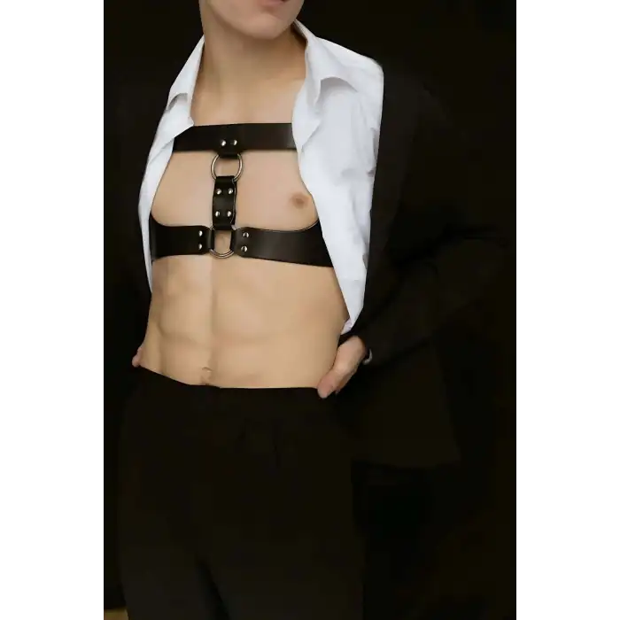 Erkek Techno Party Aksesuar, Deri Göğüs Harness - APFTM116