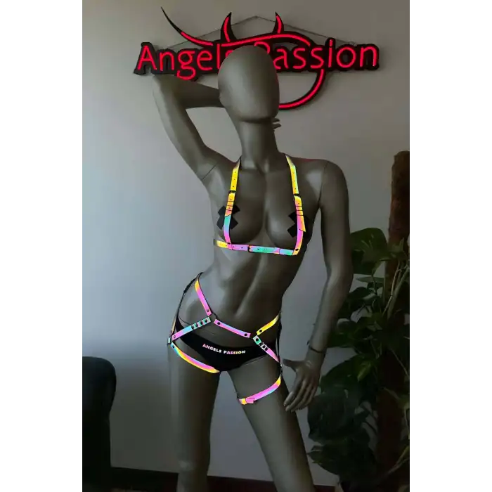 Erotik Giyim Reflektörlü Harness Takım