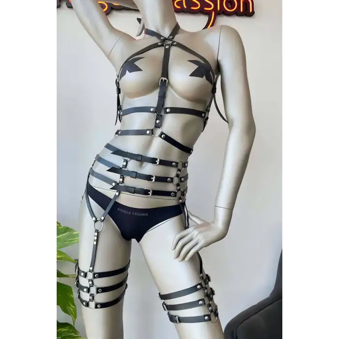 Fantazi Deri İç Giyim Jartiyer Harness - APFT524