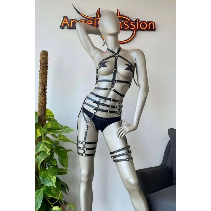 Fantazi Deri İç Giyim Jartiyer Harness - APFT524