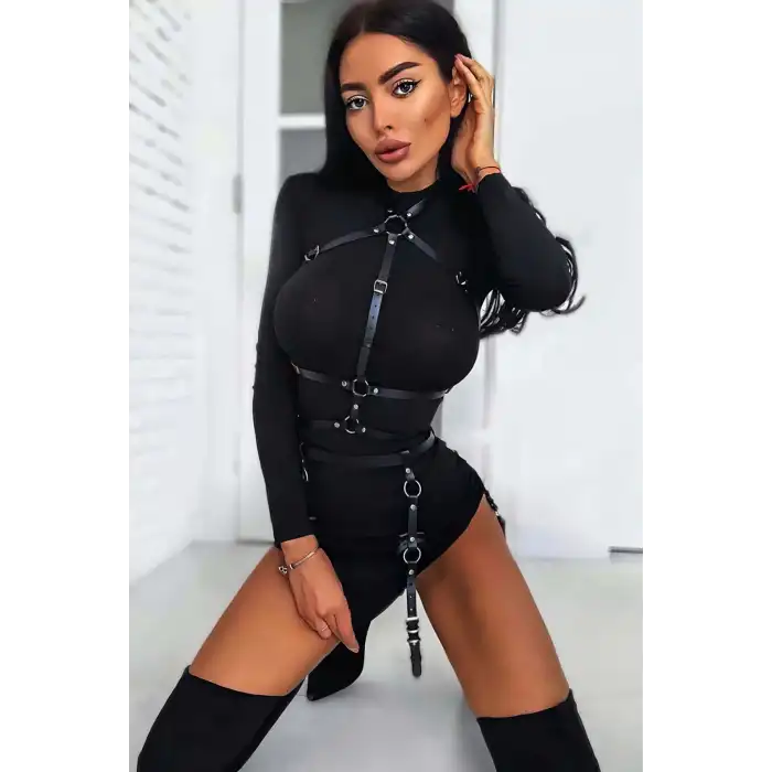 Fantazi Jartiyer Takım Deri Harness - APFT286