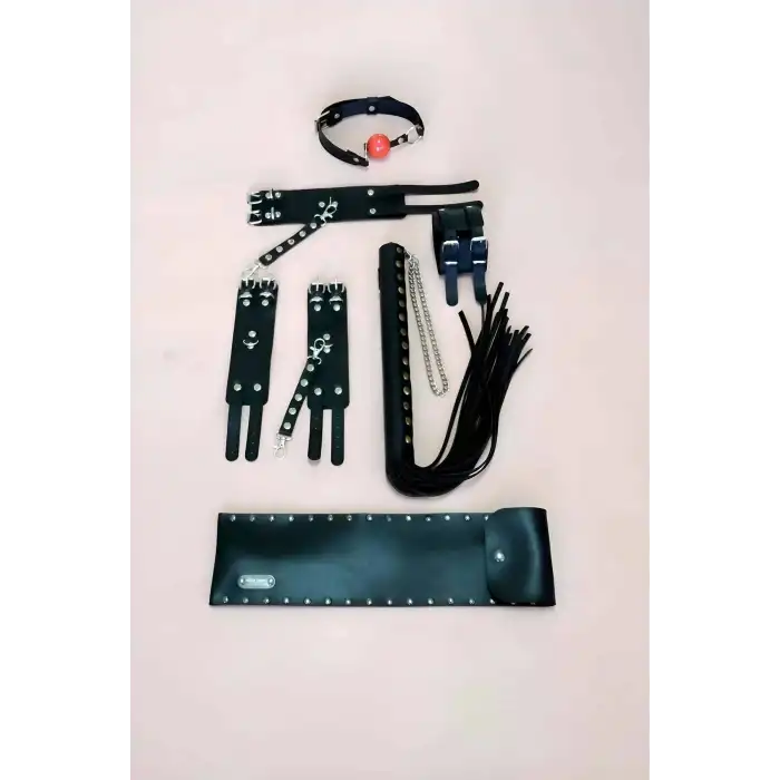 Fantazi Kırbaç Takım 4lü Set, El - Ayak Kelepçesi, Kırbaç, Ağız Topu - APFT1306