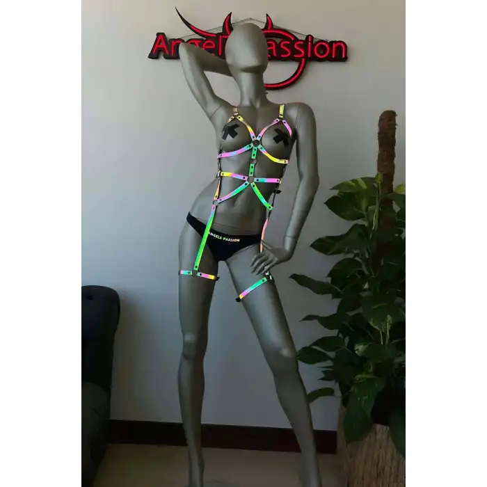 Fantezi Giyim Renkli Reflektörlü Body Harness
