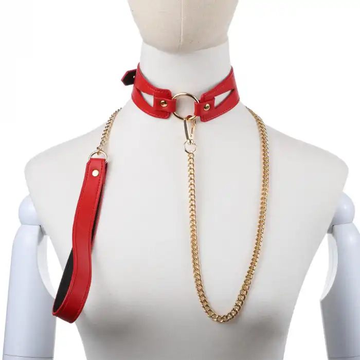 Fantezi Zincirli Tasma Kırmızı