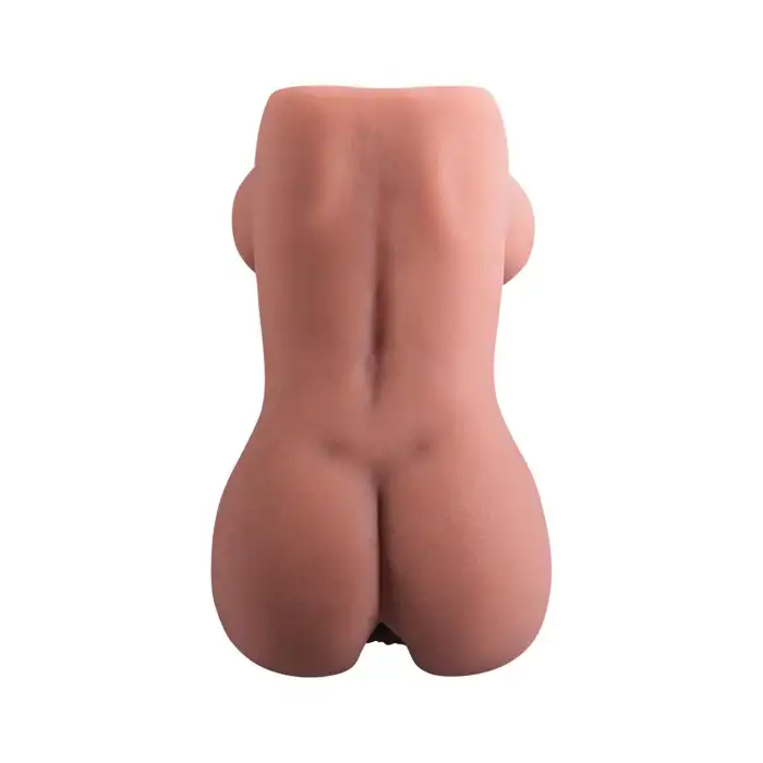 Gerçekçi Göğüslü Vajina Mastürbatör – Koyu Ten, 600g, Yumuşak Silikon