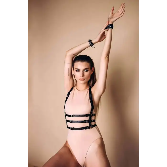 Göğüs Üzeri Deri Harness Ve Kelepçe Takım - APFT116