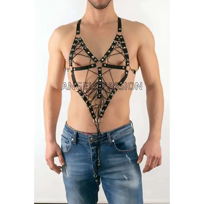 Göğüs Üzeri Lastik Harness - Seksi Erkek Lastik Harness Modelleri - Lastik Erkek İç Giyim - APFTM70