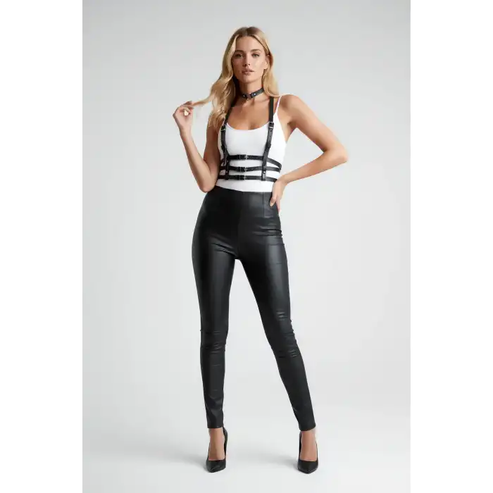 Gömlek ve T-Shirt Üzeri 3 Sıralı Şık Deri Kemer ve Choker - APFT615