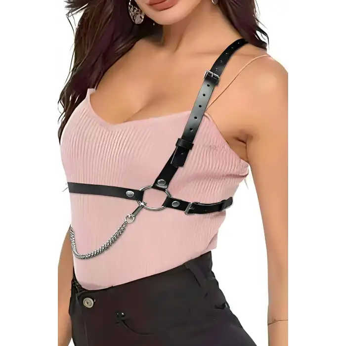 Günlük Kullanıma Uygun Seksi Giysi Üzeri Deri Kemer Harness - APFT1185