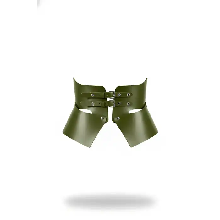 Haki Deri Geniş Kadın Kemeri, Korse Deri Kemer - APFT611