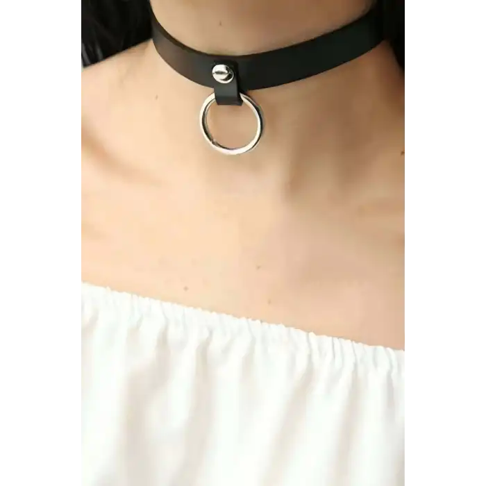 Halkalı Şık Deri Choker Tasma - APFT253