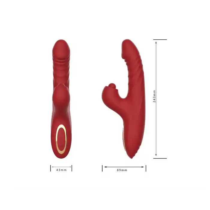 Hareketli Uyarıcılı Rabbit Vibratör Kırmızı