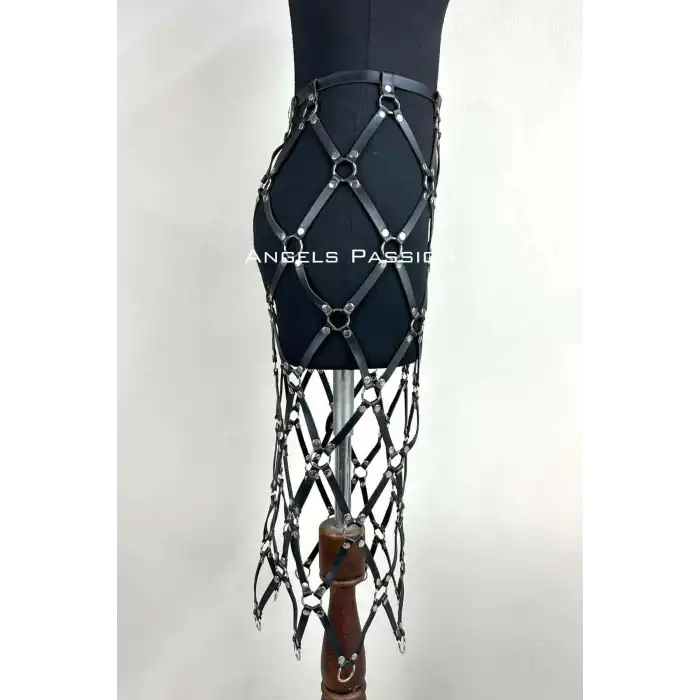 Harness Etek, Deri Örgü Harness Etek, Şık Tayt Üzeri Etek - APFT410