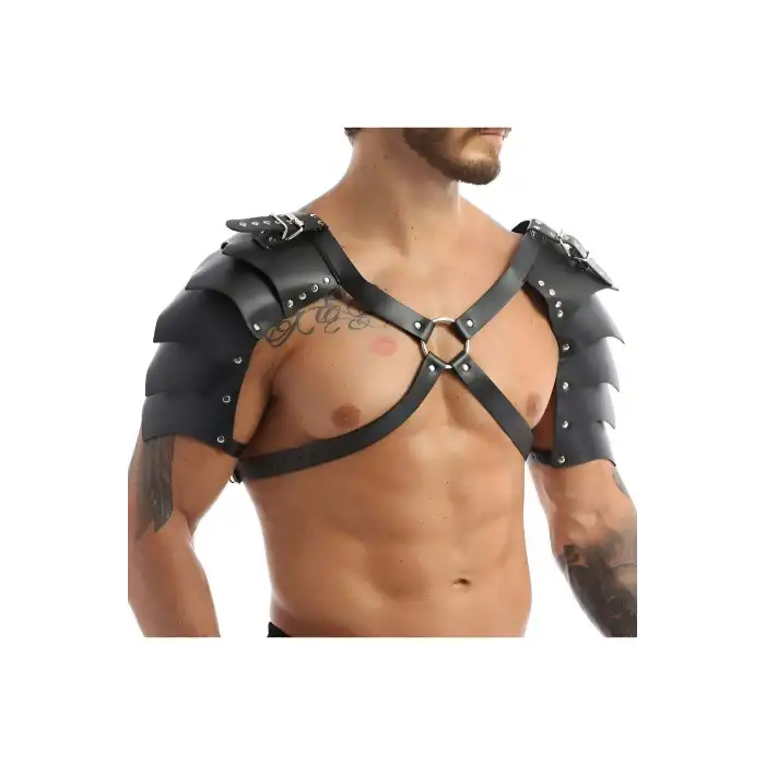 İki Omuz Kanat Detaylı Şık Erkek Harness Kostüm, Gladyatör Erkek Kostüm - APFTM161