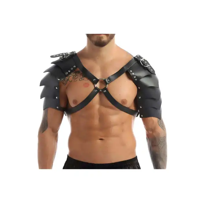 İki Omuz Kanat Detaylı Şık Erkek Harness Kostüm, Gladyatör Erkek Kostüm - APFTM161