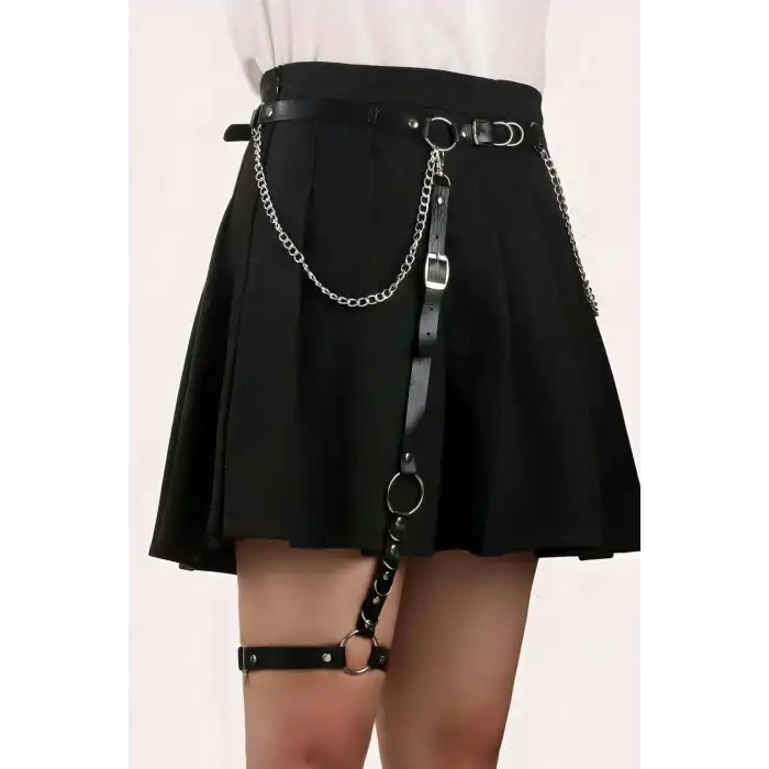 Jartiyer Harness Deri Zincirli Bacak Harness  APFT798