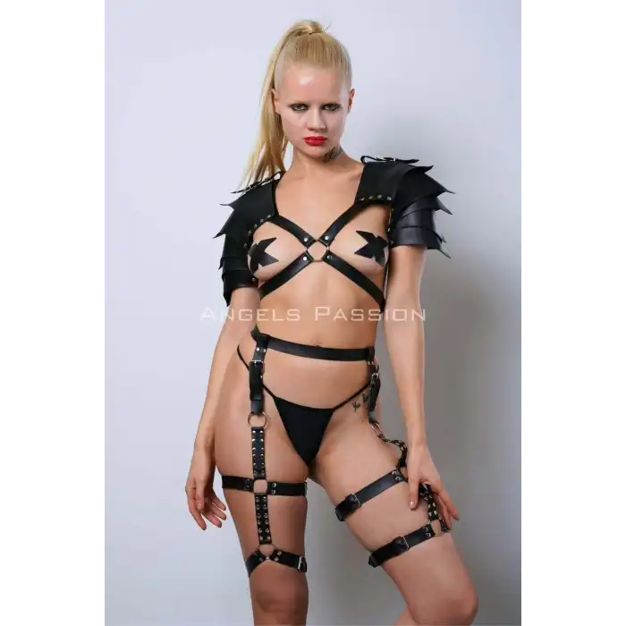 Kadın Viking Savaşçı Kostüm, Deri Savaşçı Kadın Harness Takım - APFT1345