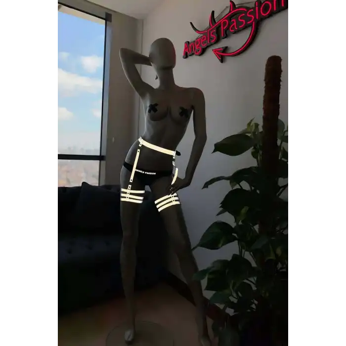 Karanlıkta Işıkla Parlayan Özel Bacak Harness Beyaz Reflektörlü - APFT358