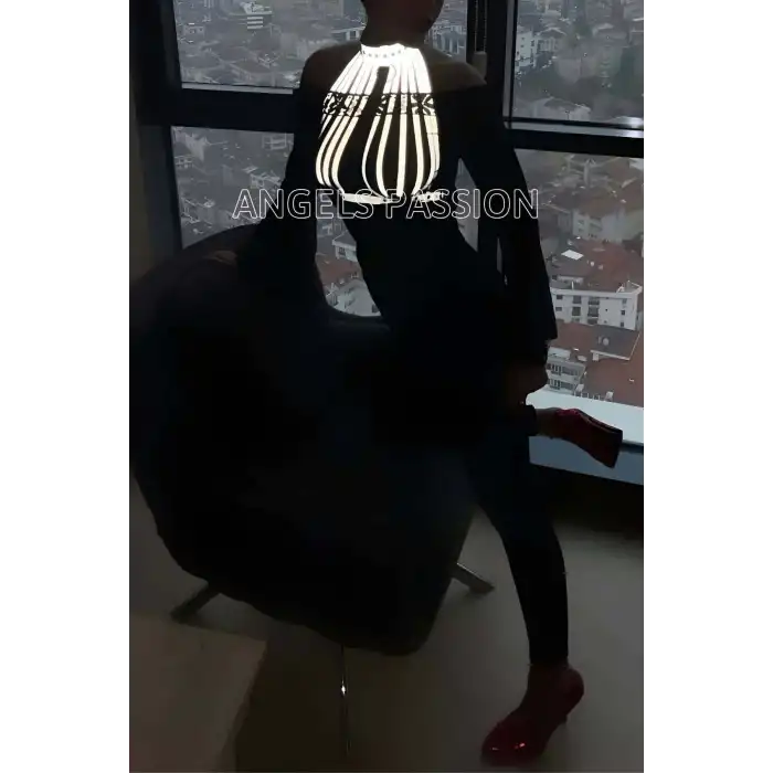 Karanlıkta Parlayan Beyaz Reflektörlü Seksi Büstiyer Sütyen Takım - APFT551