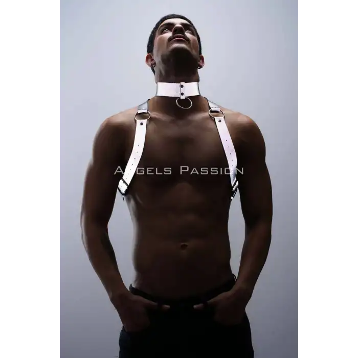 Karanlıkta Parlayan (Reflektörlü) Choker ve Göğüs Harness Takım, Clubwear - APFTM35