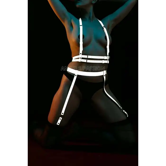 Karanlıkta Parlayan Seksi Reflektörlü Jartiyer Harness Takım - APFT232