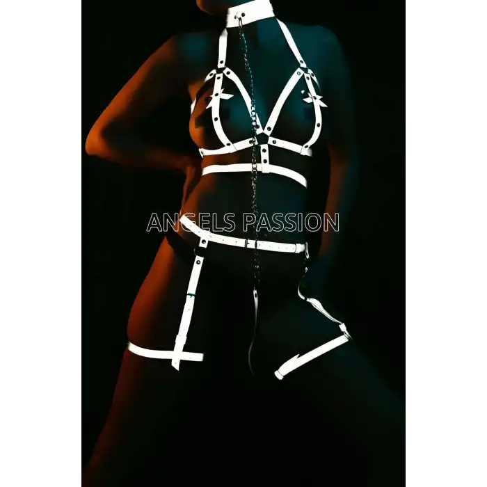 Karanlıkta Parlayan Seksi Reflektörlü Jartiyer Tasma Takım - APFT457