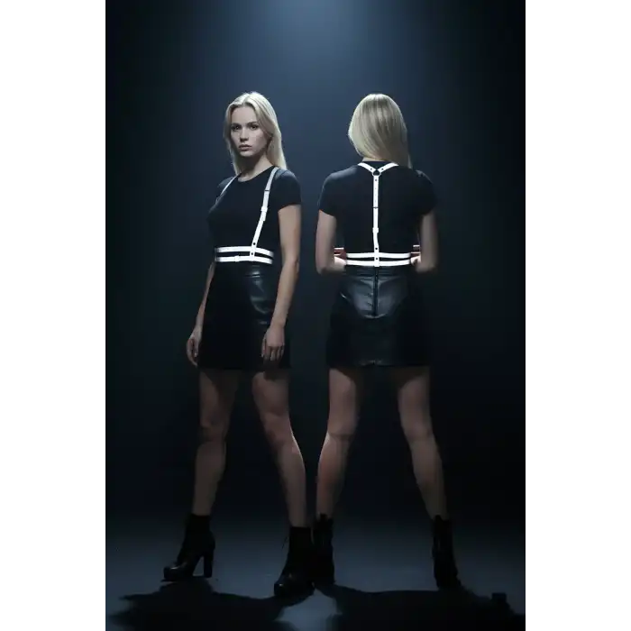 Karanlıkta Yansıyan - Reflektörlü Göğüs Harness, Parti Harness, Elbise Aksesuar - APFT205