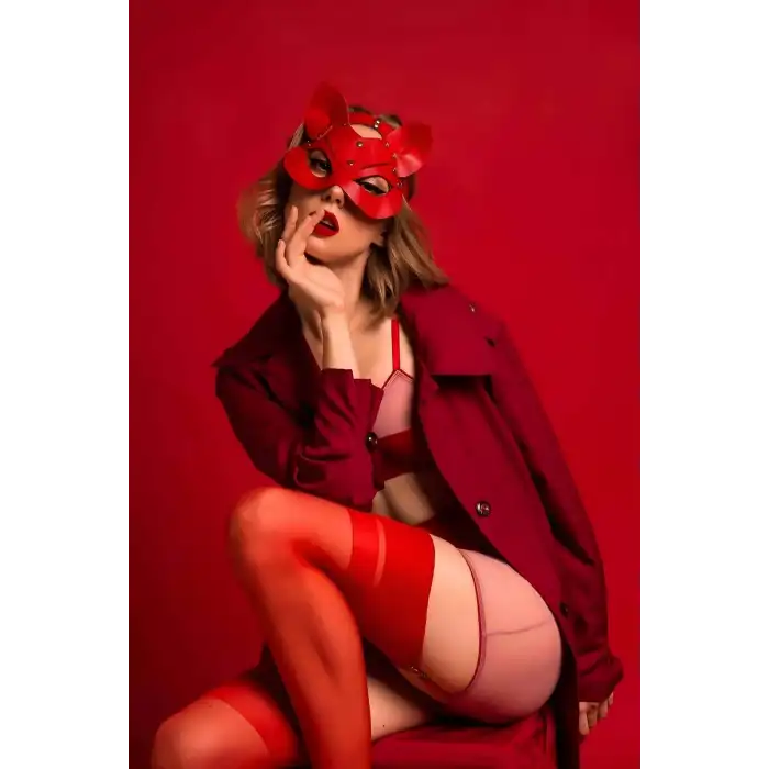 Kedi Kulaklı Deri Fantazi Maske - APFT782