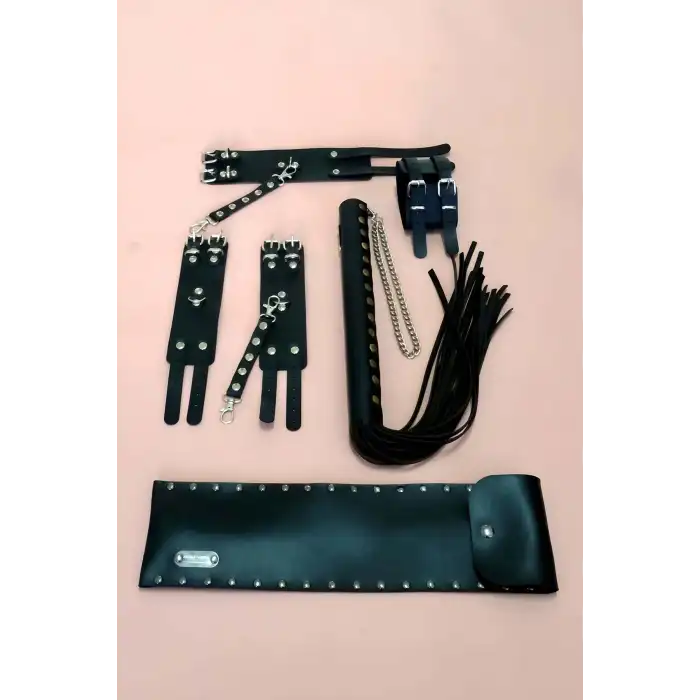 Kelepçe Kırbaç Takım 3lü Set, El - Ayak Kelepçesi, Kırbaç - APFT1305