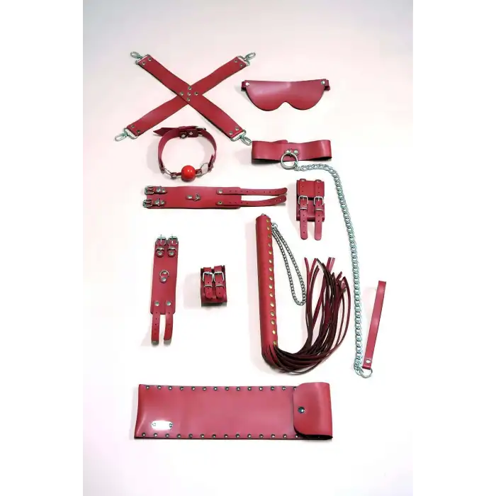 Kırbaç Kelepçe Set, 7li Takım, Ayak - El Kelepçesi, Maske, Ağız Topu - APFT1311