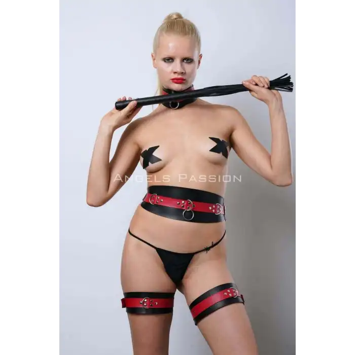 Kırbaçlı, Kelepçeli Full Set, Deri Fantezi Slave Set - APFT1342