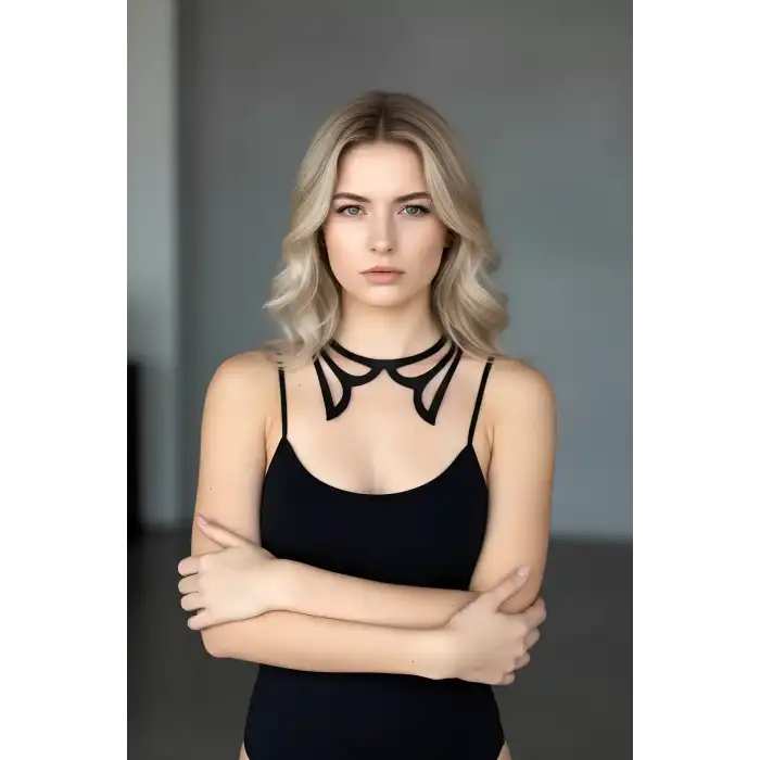 Lazer Kesim Deri Choker, Deri Kolye - APFT1415