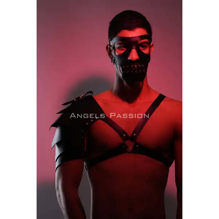 Maske Detaylı Tek Kol Barbar Kostüm Takım, Erkek Deri Cosplay Takım - APFTM197
