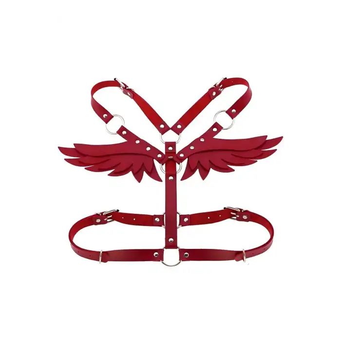 Melek Kanadı Detaylı Şık Deri Harness - APFT642