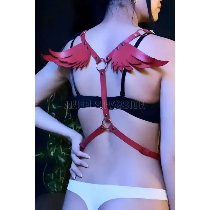 Melek Kanadı Detaylı Şık Deri Harness - APFT642