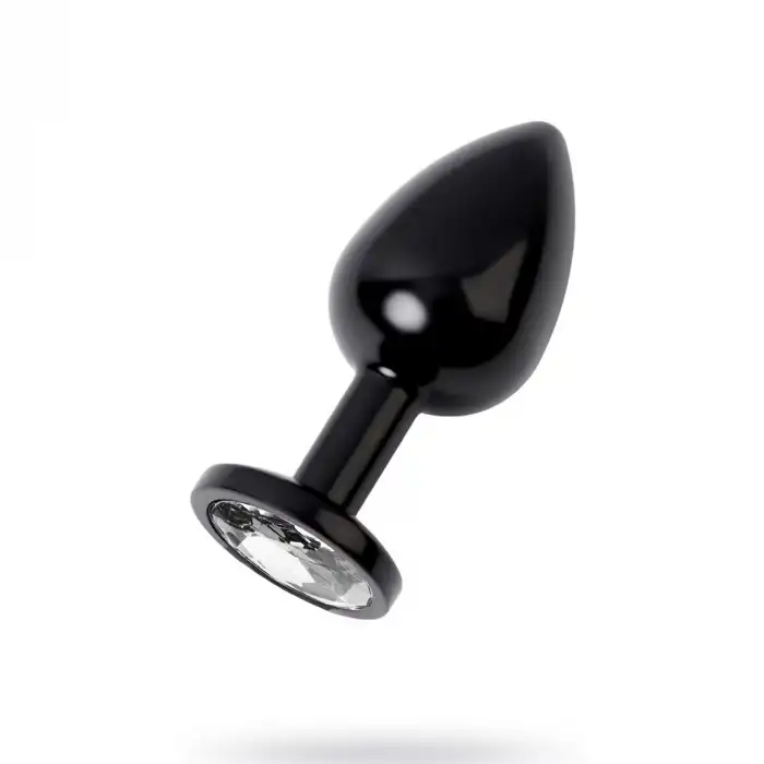 Metal Clear Taşlı Siyah Anal Plug Küçük Boy
