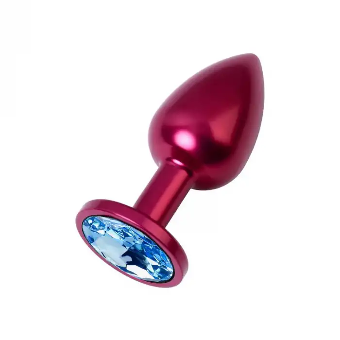 Metal Mavi Taşlı Kırmızı Anal Plug Küçük Boy