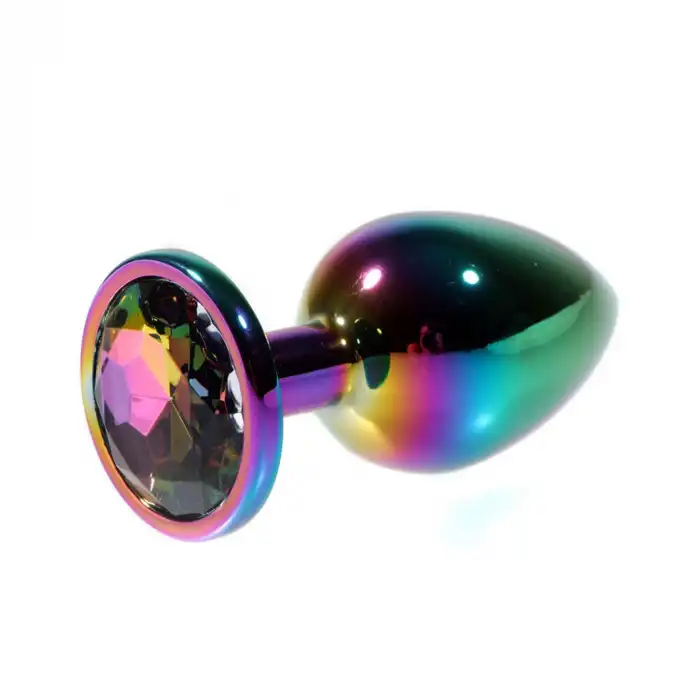 Metal Rainbow Taşlı Rainbow Anal Plug Orta Boy
