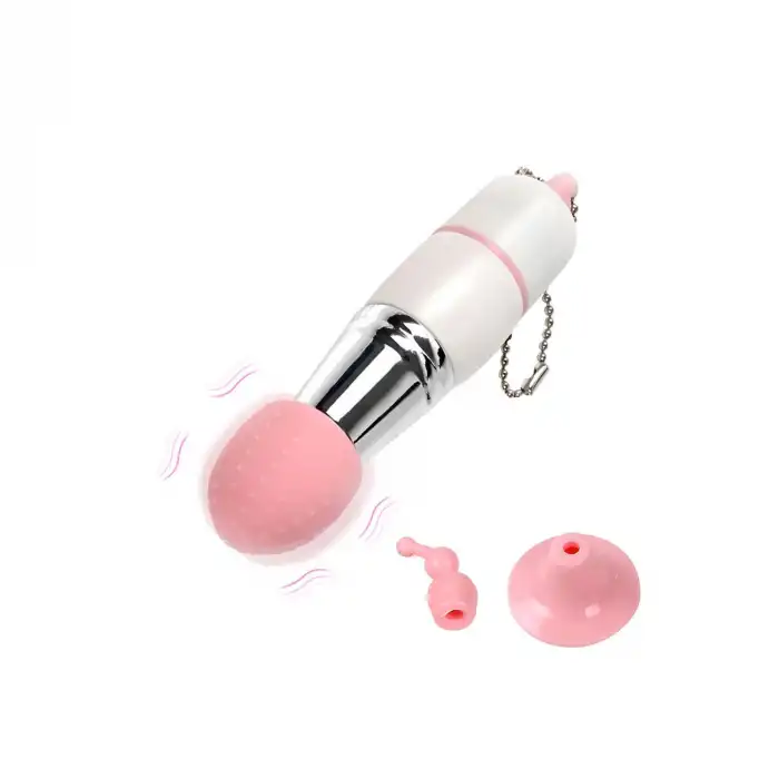 Mini Anahtarlık Vibratör – 3 Başlıklı Kompakt Masaj Cihazı Pembe